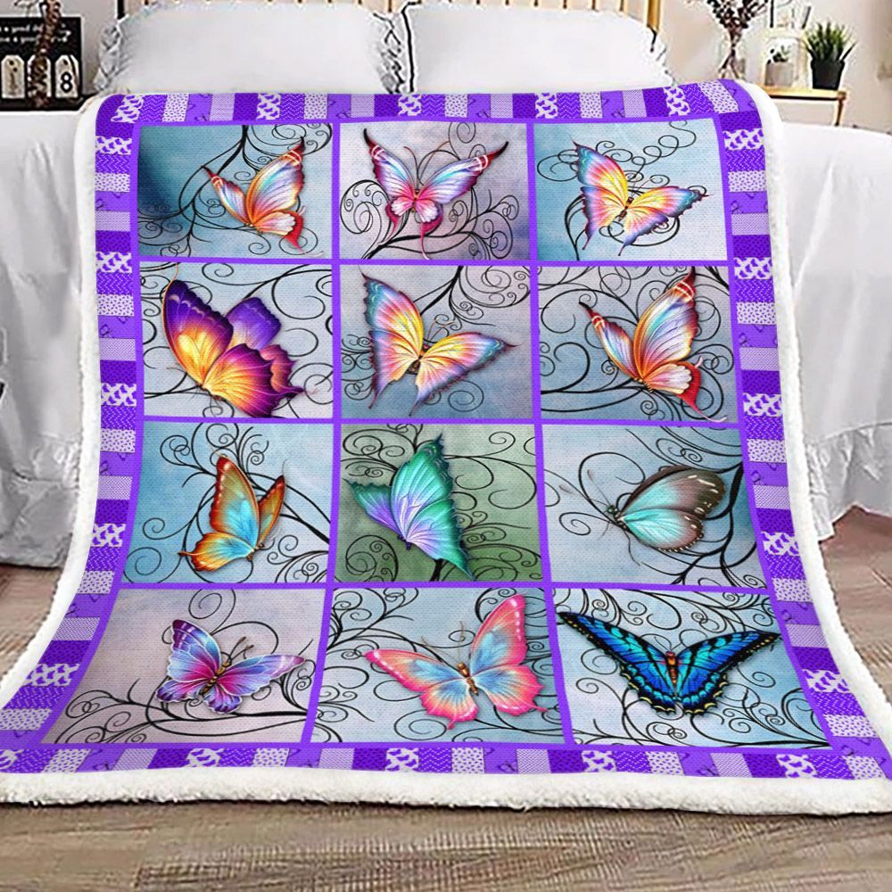 Butterfly Sherpa Fleece Blanket