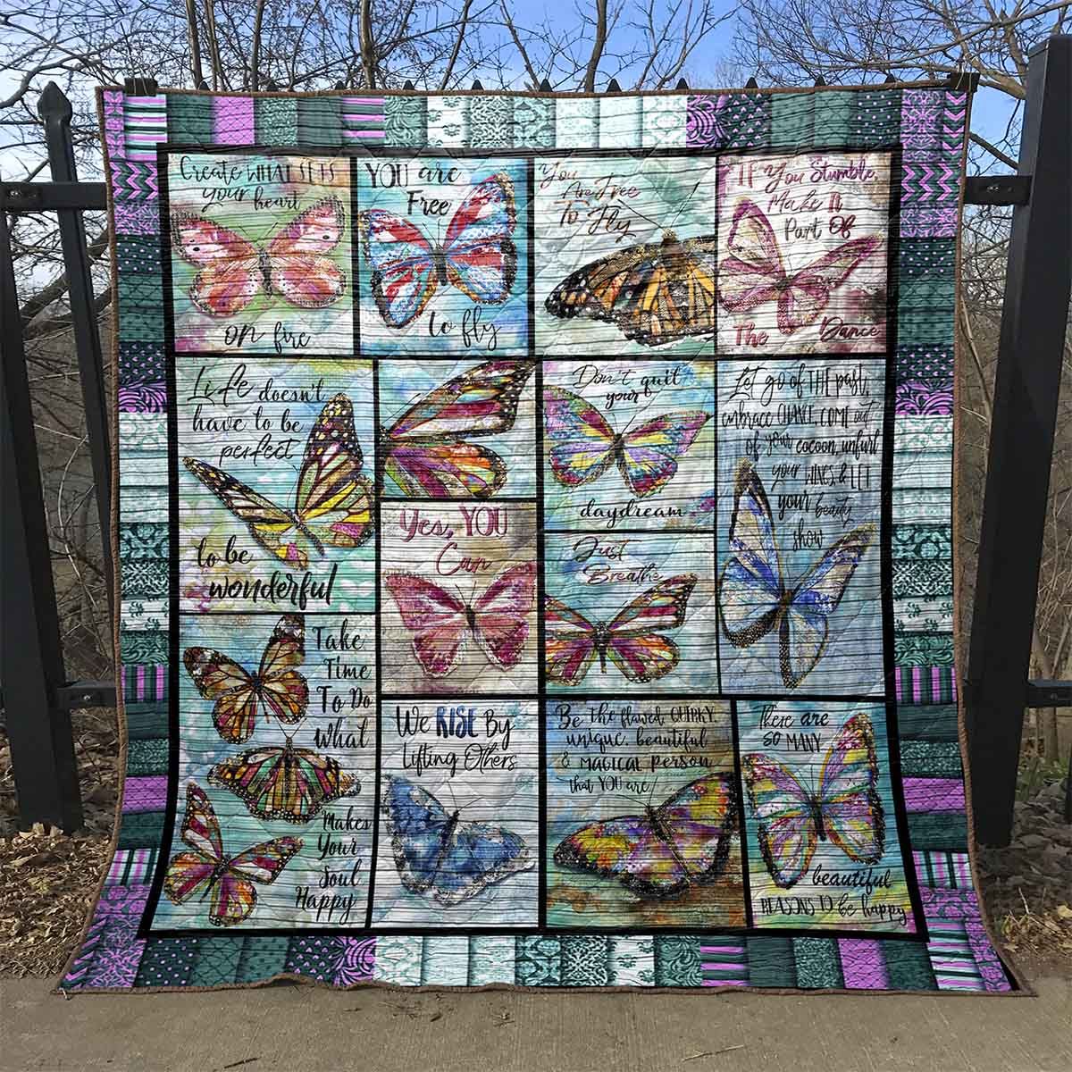 Butterfly You Are Free To Fly Quilt Blanket Christmas Gift Dhc04011191Dd