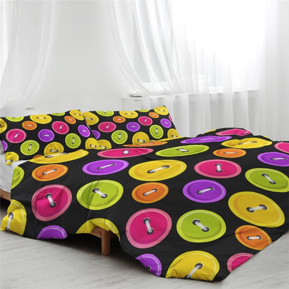 Buttons Black Bedding Set