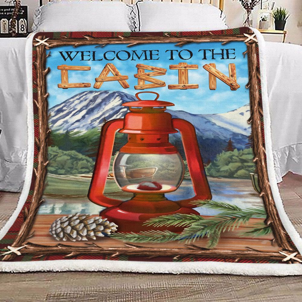 Cabin Lantern Summer Fleece Blanket