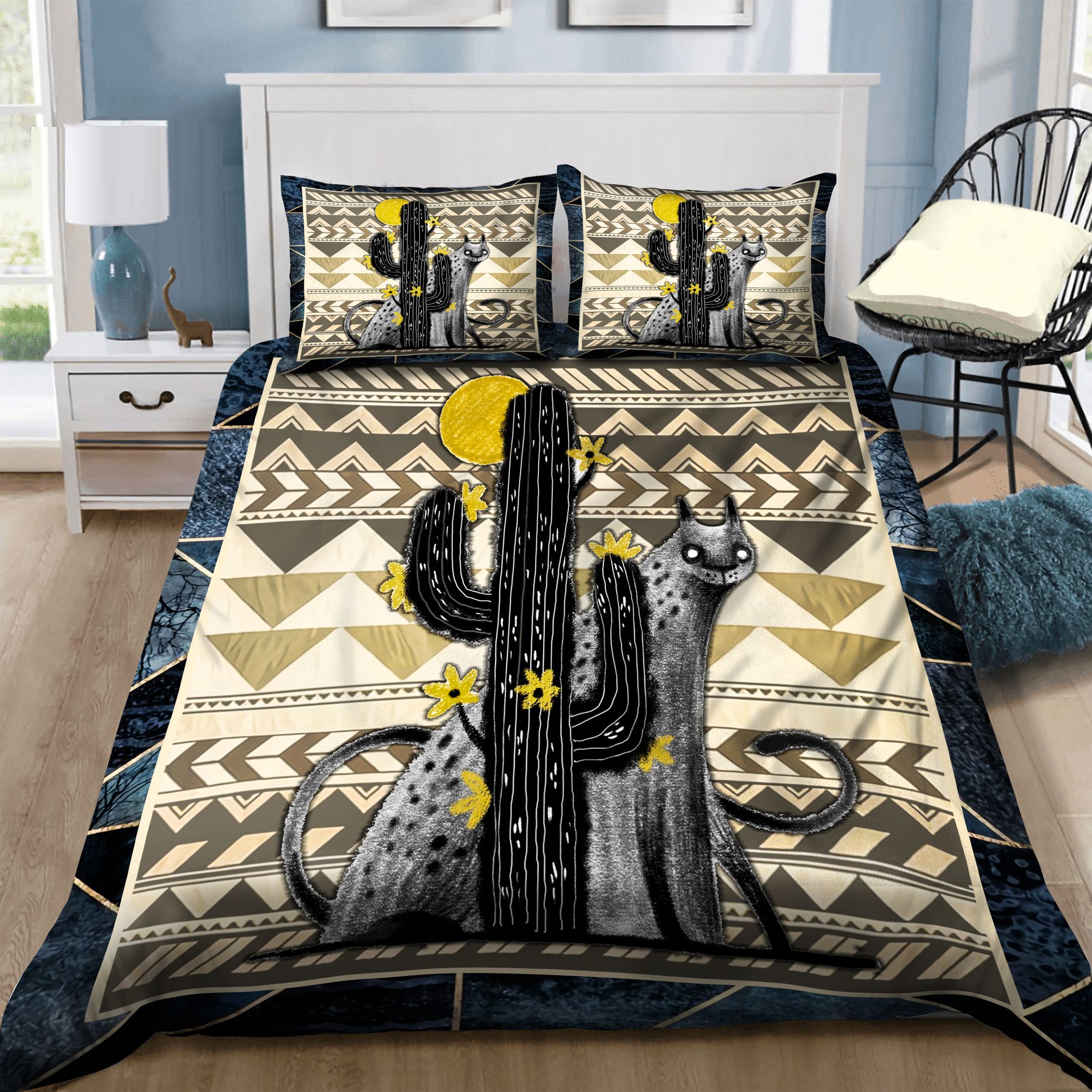 Cactus And Cat Bedding Set