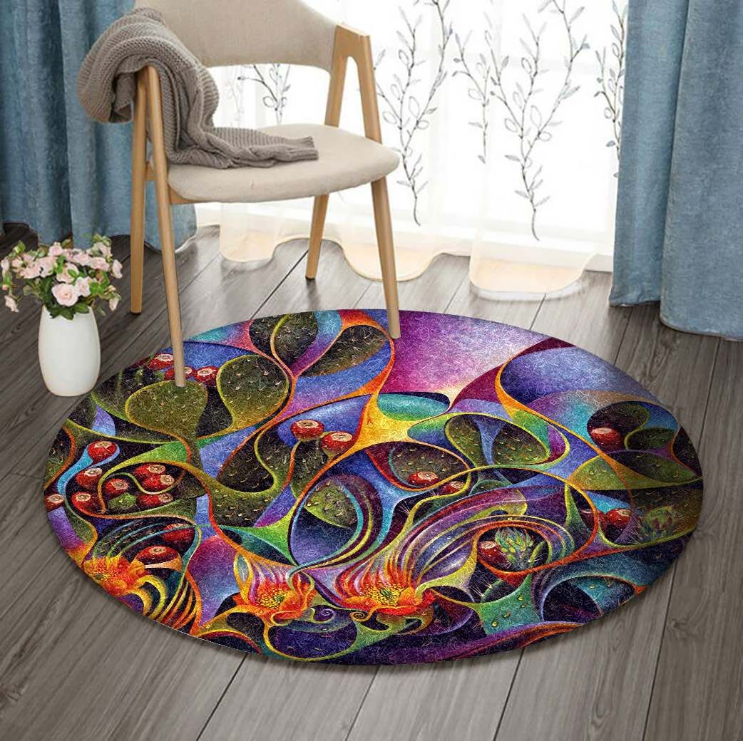 Cactus Flower Round Carpet