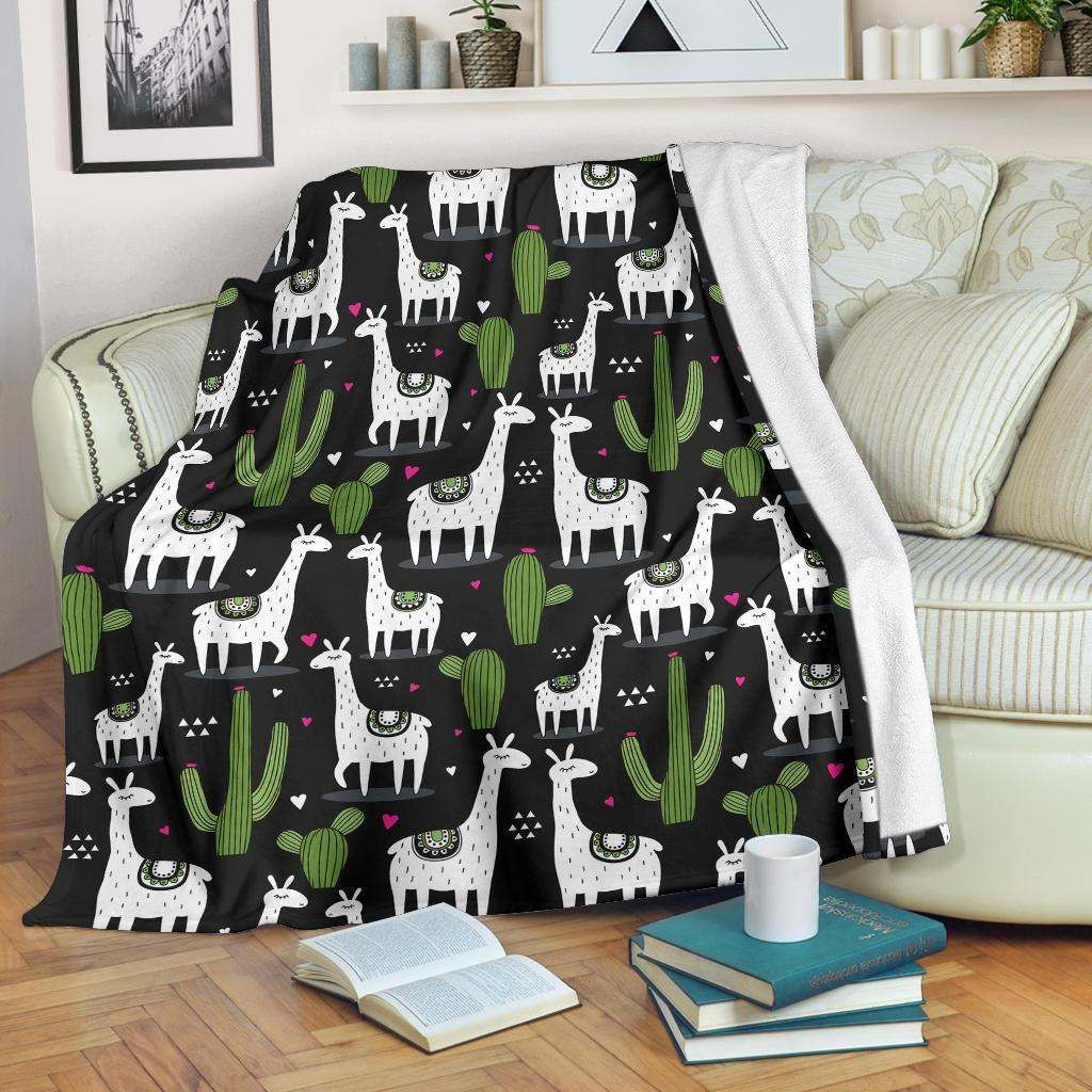 Cactus Llama Sherpa Fleece Blanket