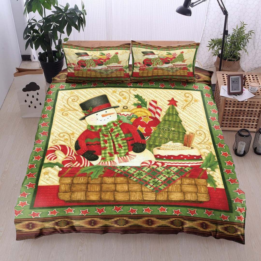Cake Candy Snowman Christmas Bedding Set