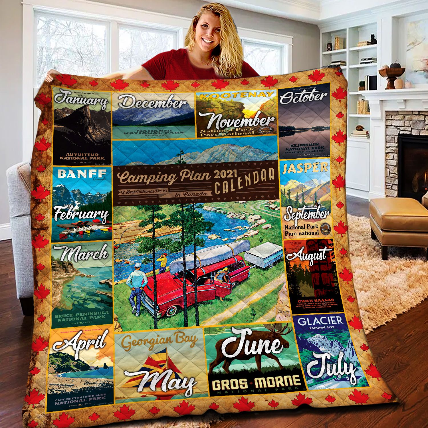 Calendar Camping In Canada TC211105HD Quilt Blanket