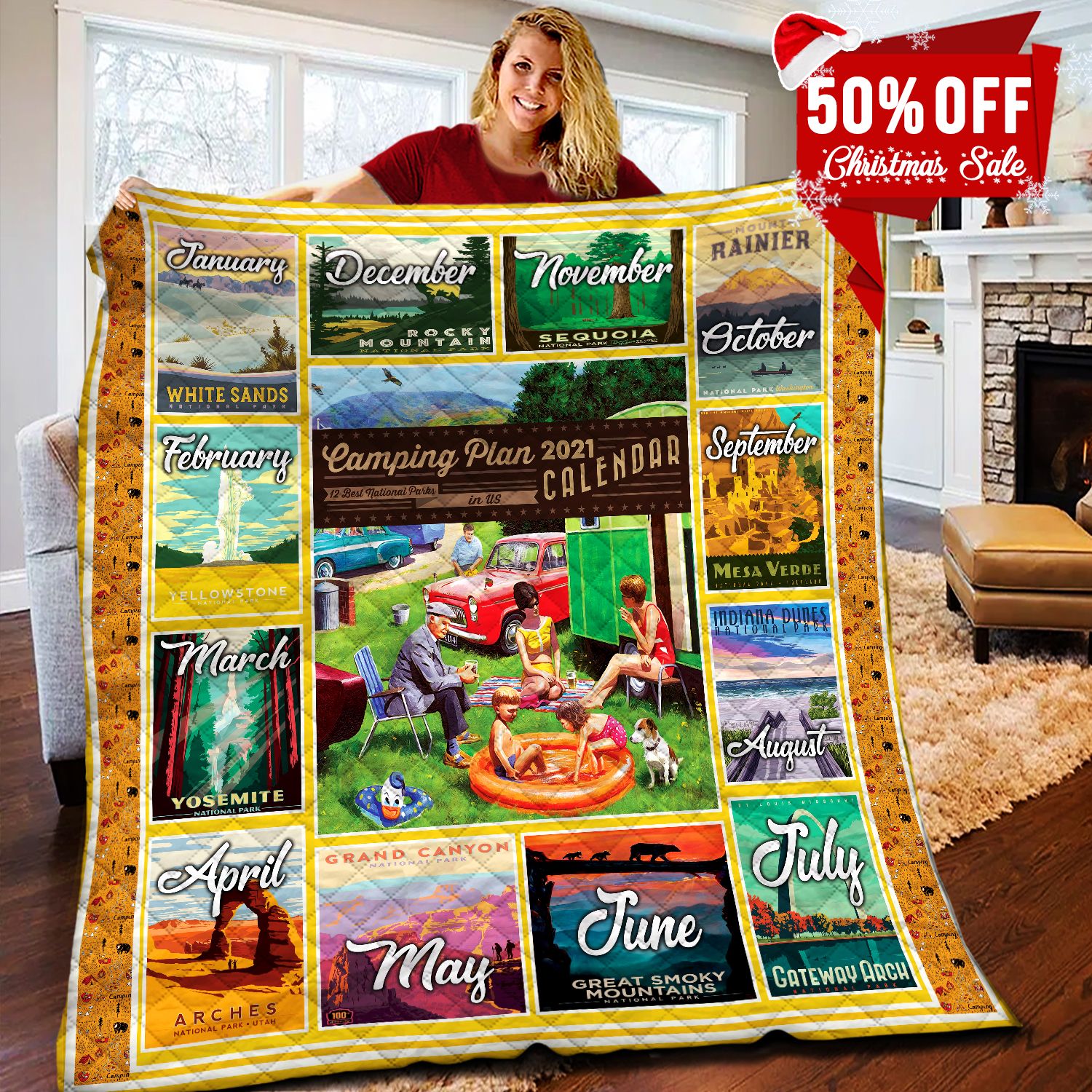 Calendar Camping In US TC211106HD Quilt Blanket