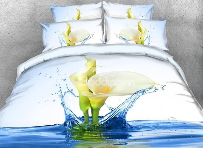 Calla Lily With Splashing Water Bedding Set