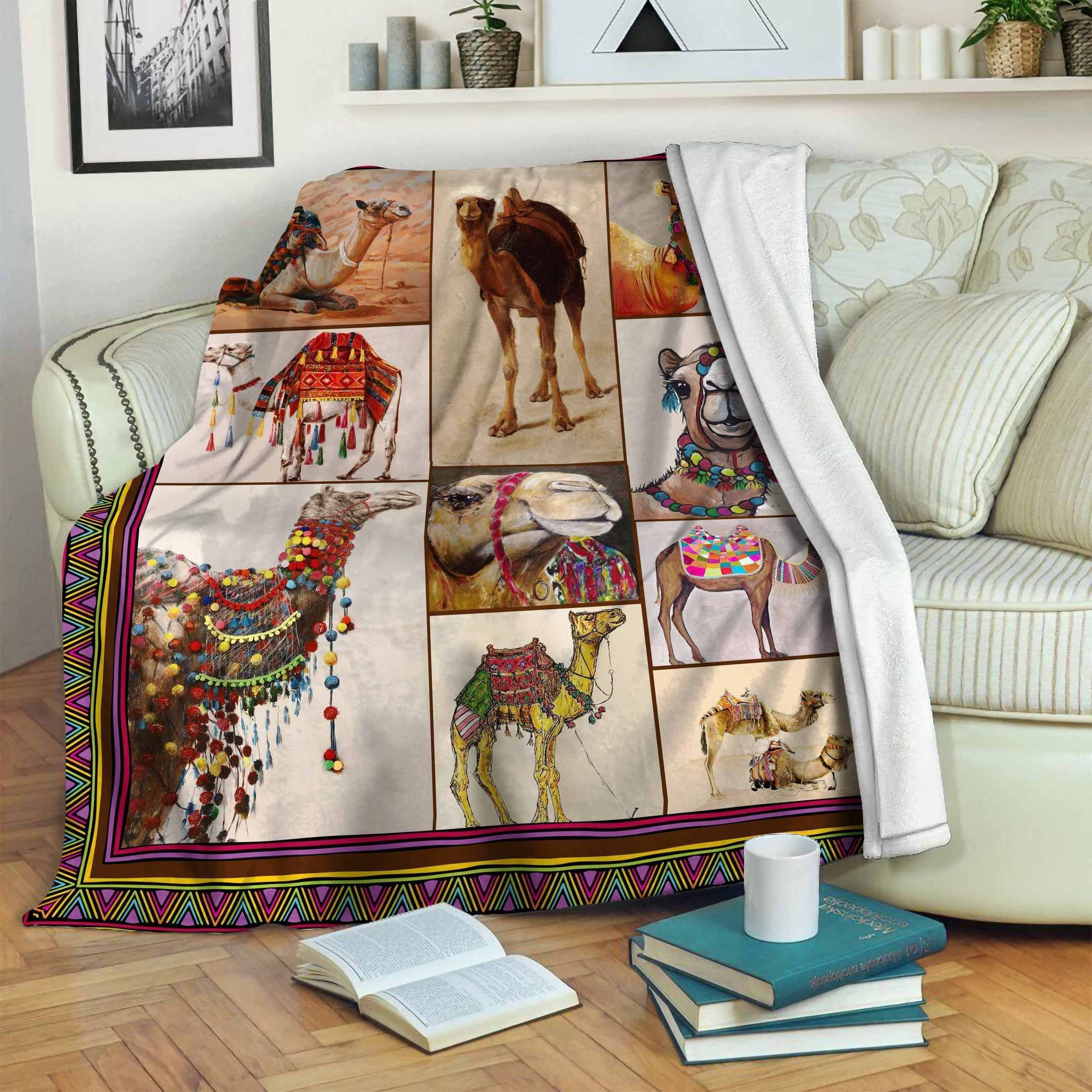 Camel Sherpa Fleece Blanket