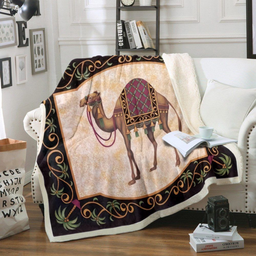 Camel Sherpa Fleece Blanket