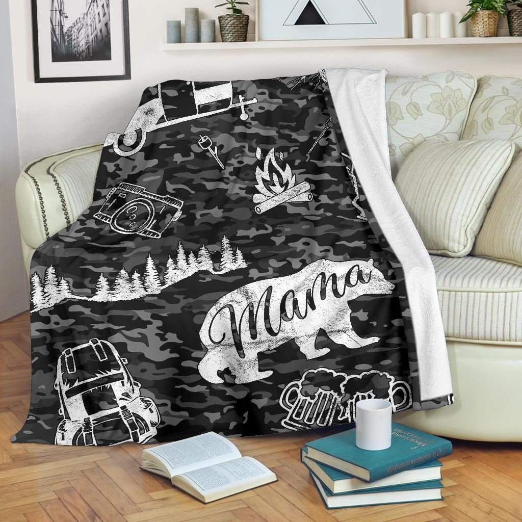 Camo Camping Sherpa Fleece Blanket