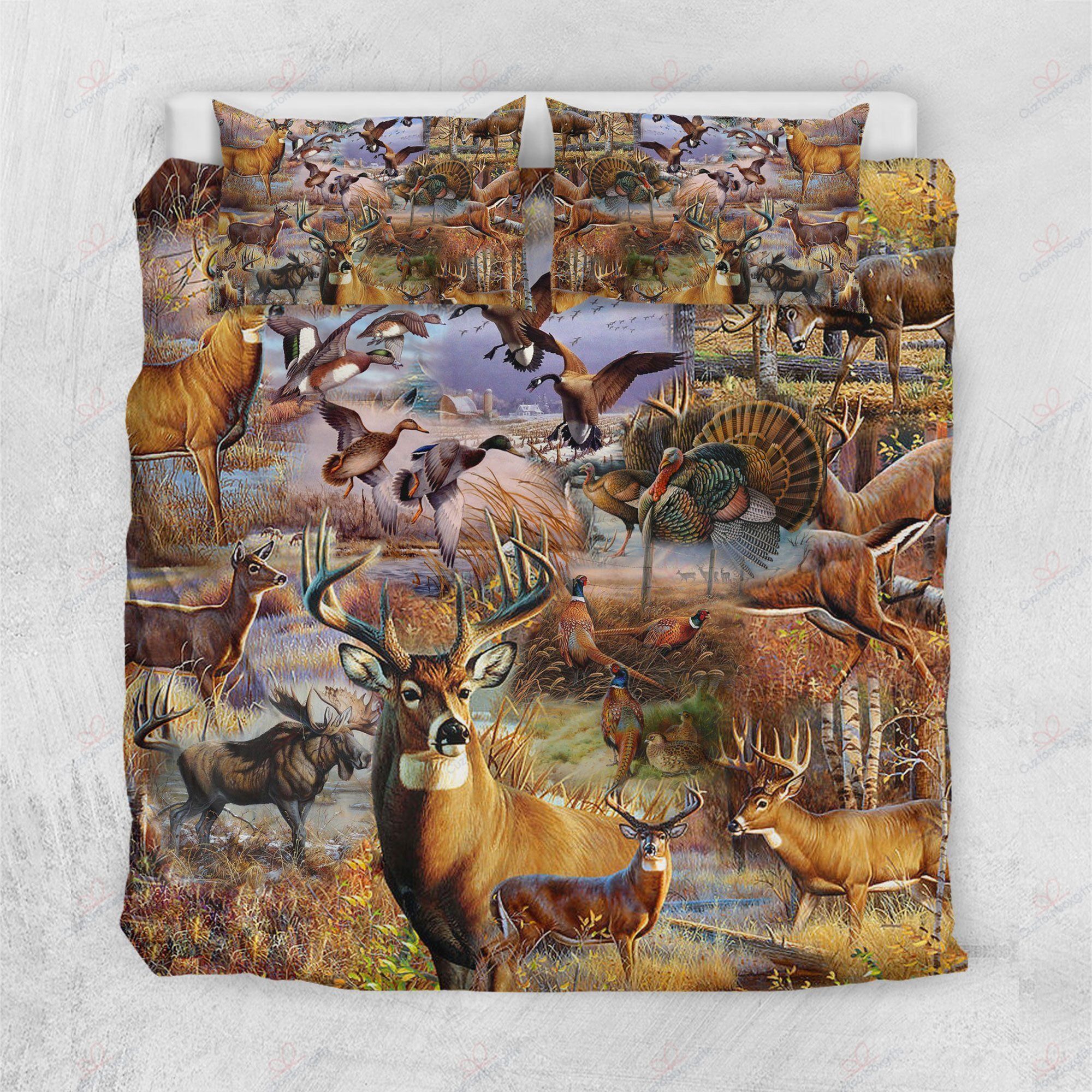 Camo Hunting Animals Art Bedding Set
