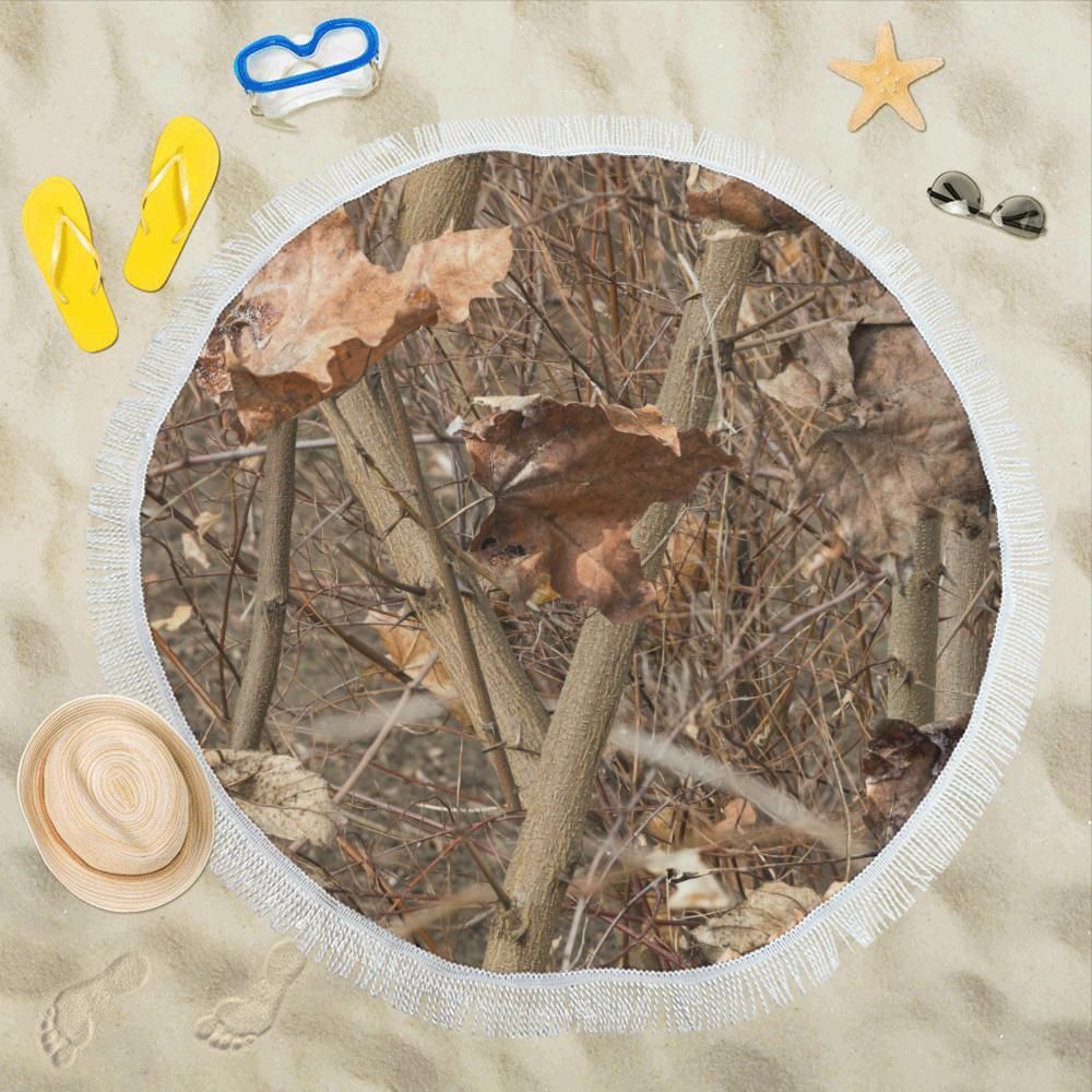 Camo Realistic Tree Forest Autumn Print Round Beach Towel