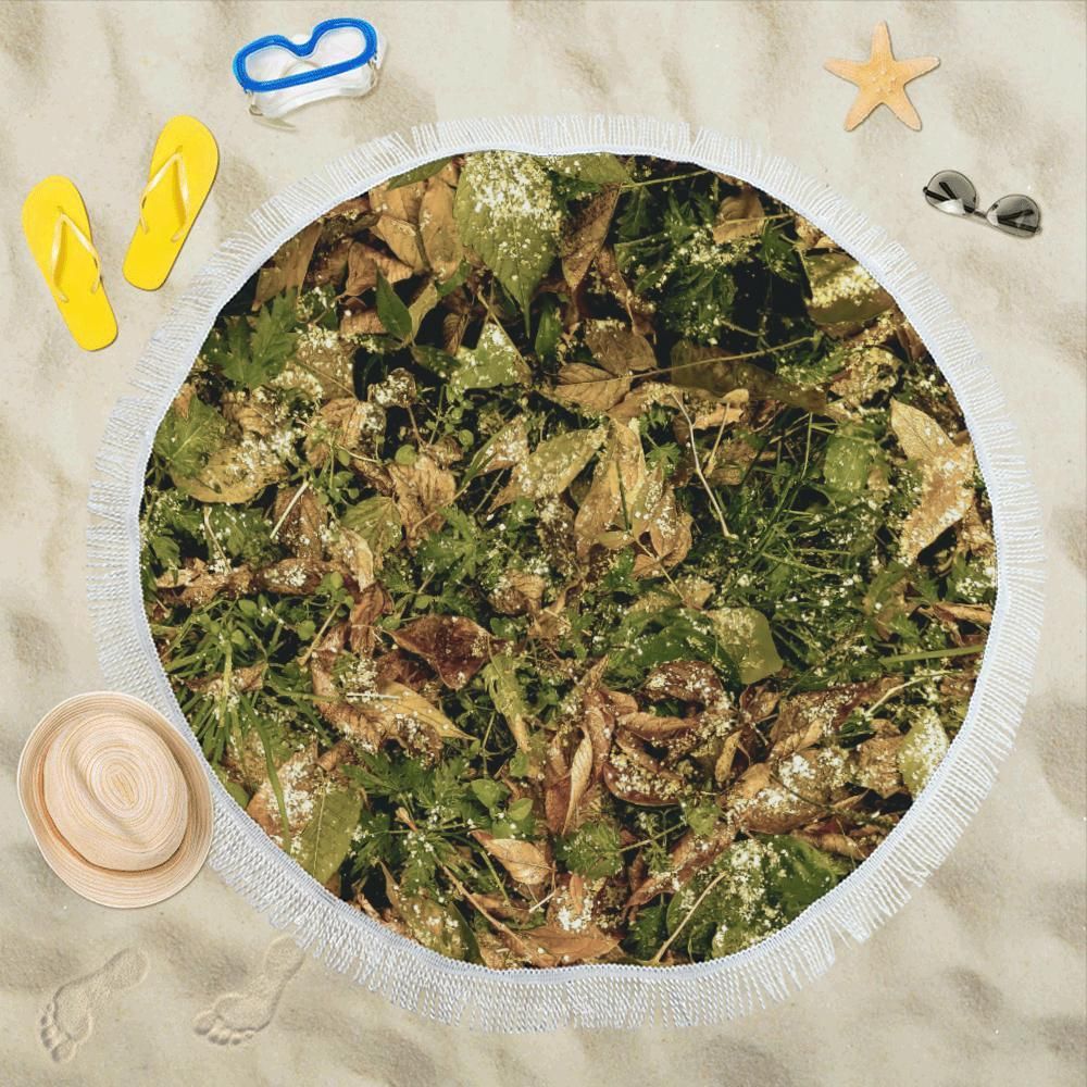 Camo Realistic Tree Forest Texture Printed Round Beach Towel