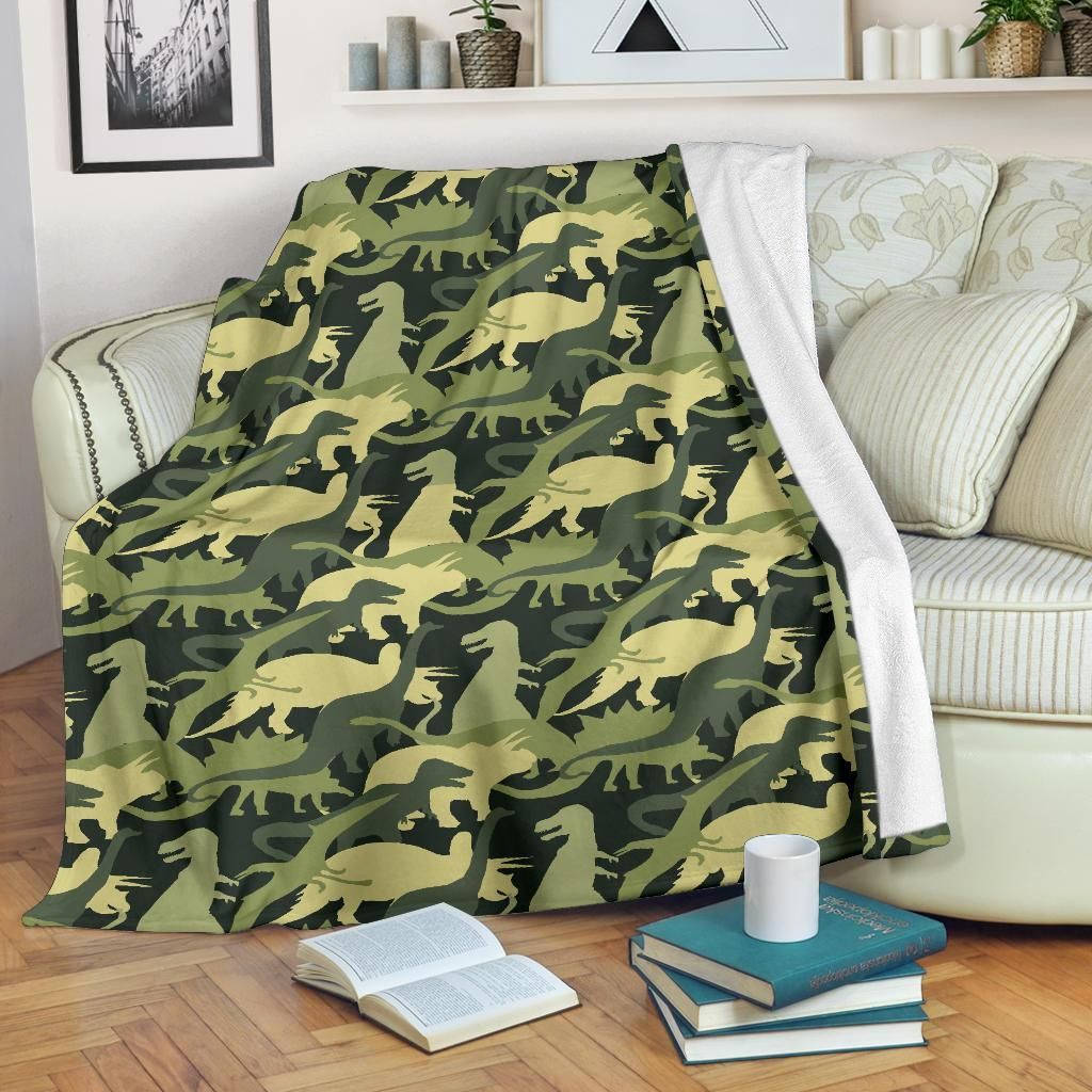 Camouflage Dinosaur Pattern 3 Sherpa Fleece Blanket