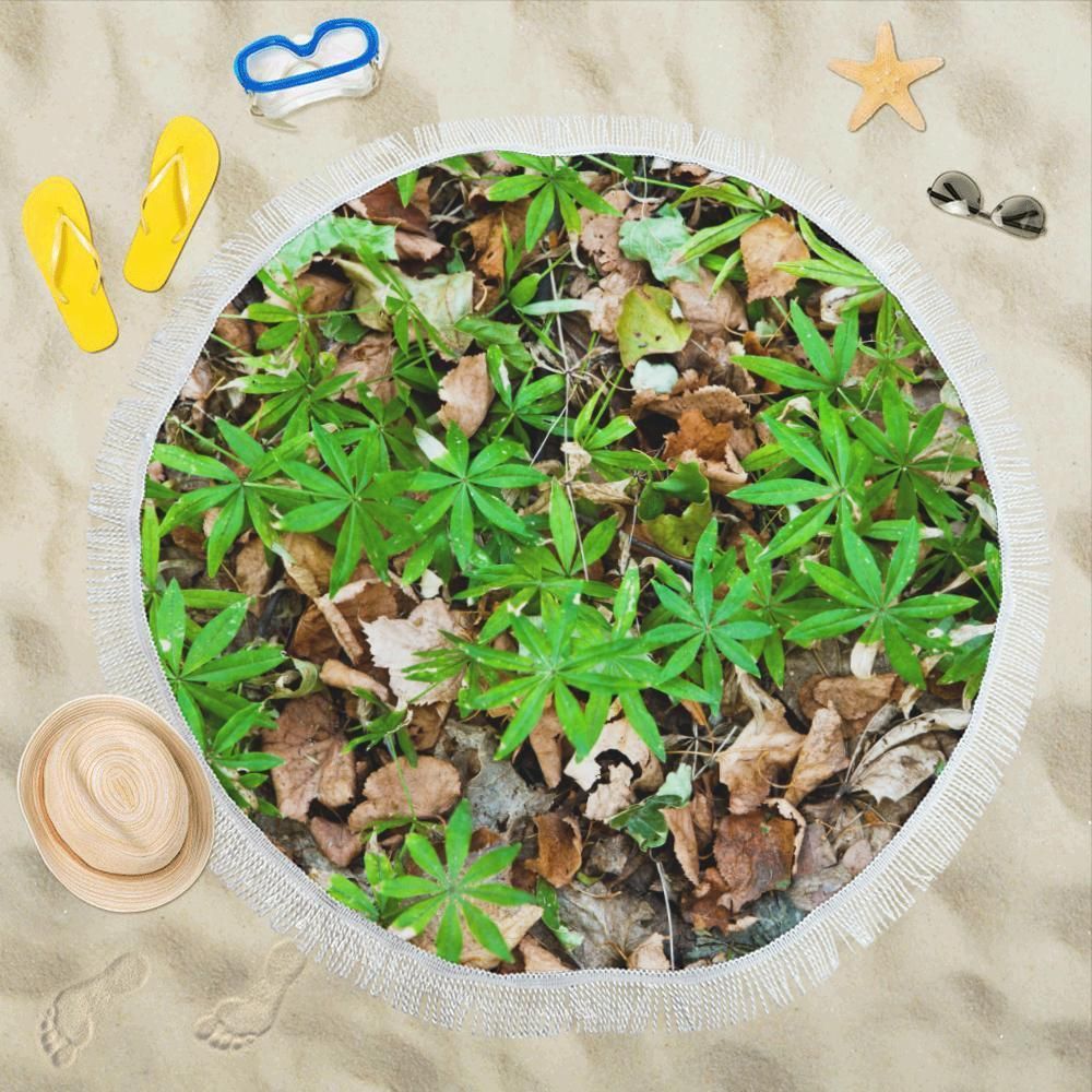 Camouflage Realistic Tree Fresh Print Round Beach Towel