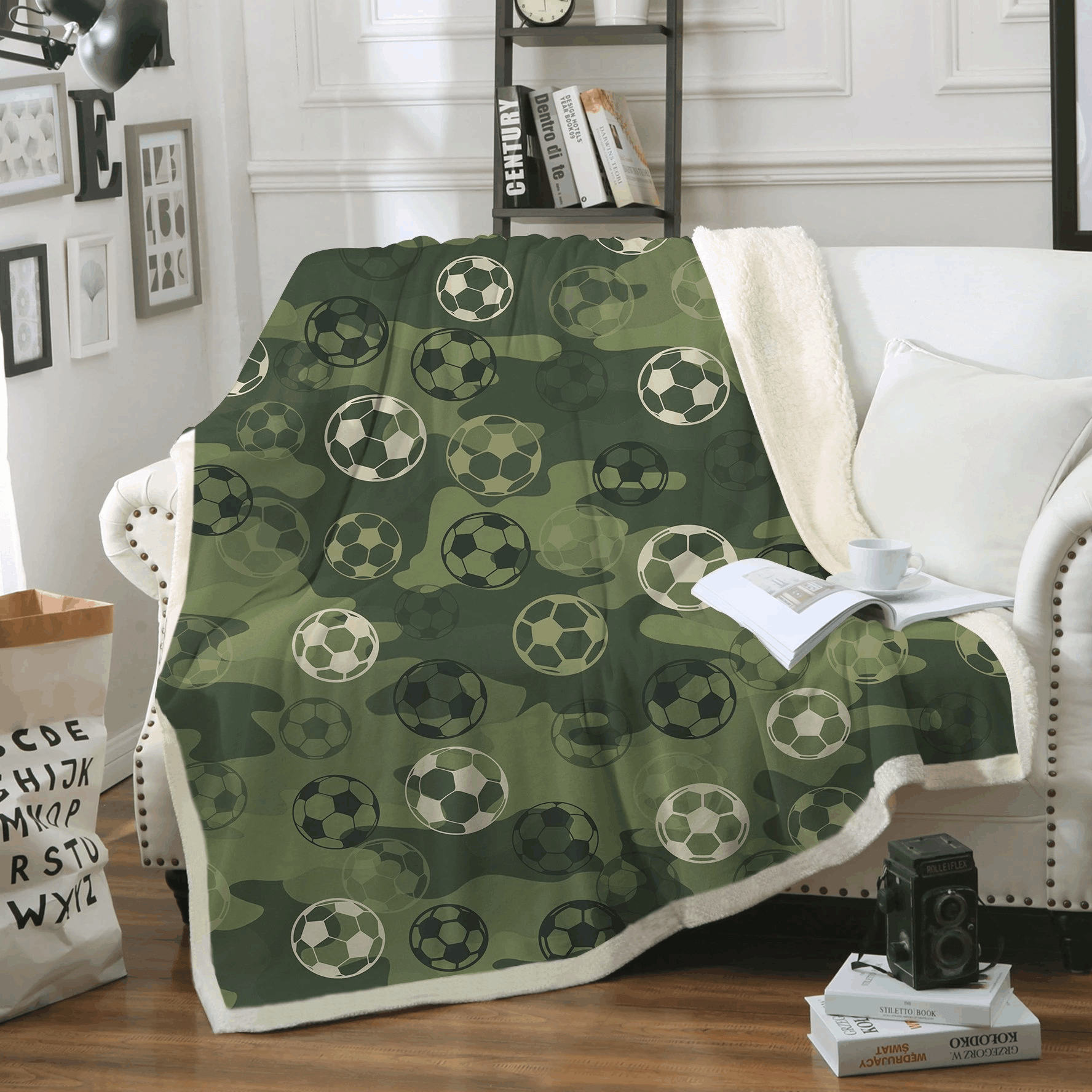 Camouflage Soccer Sherpa Fleece Blanket