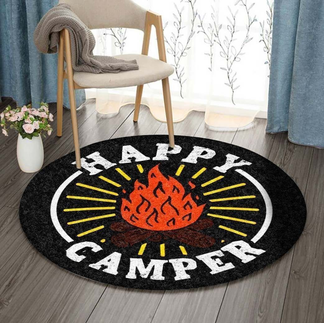 Camper Fire Round Carpet