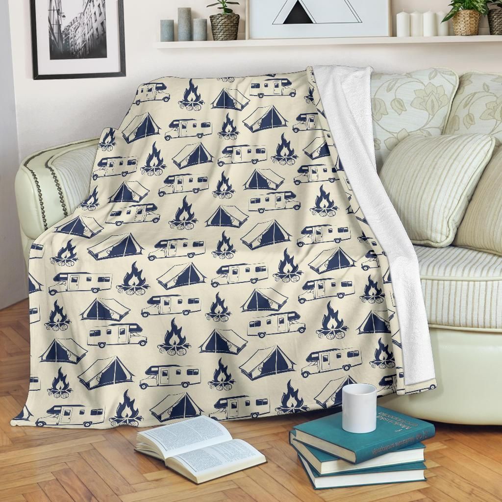Campfire Pattern Sherpa Fleece Blanket