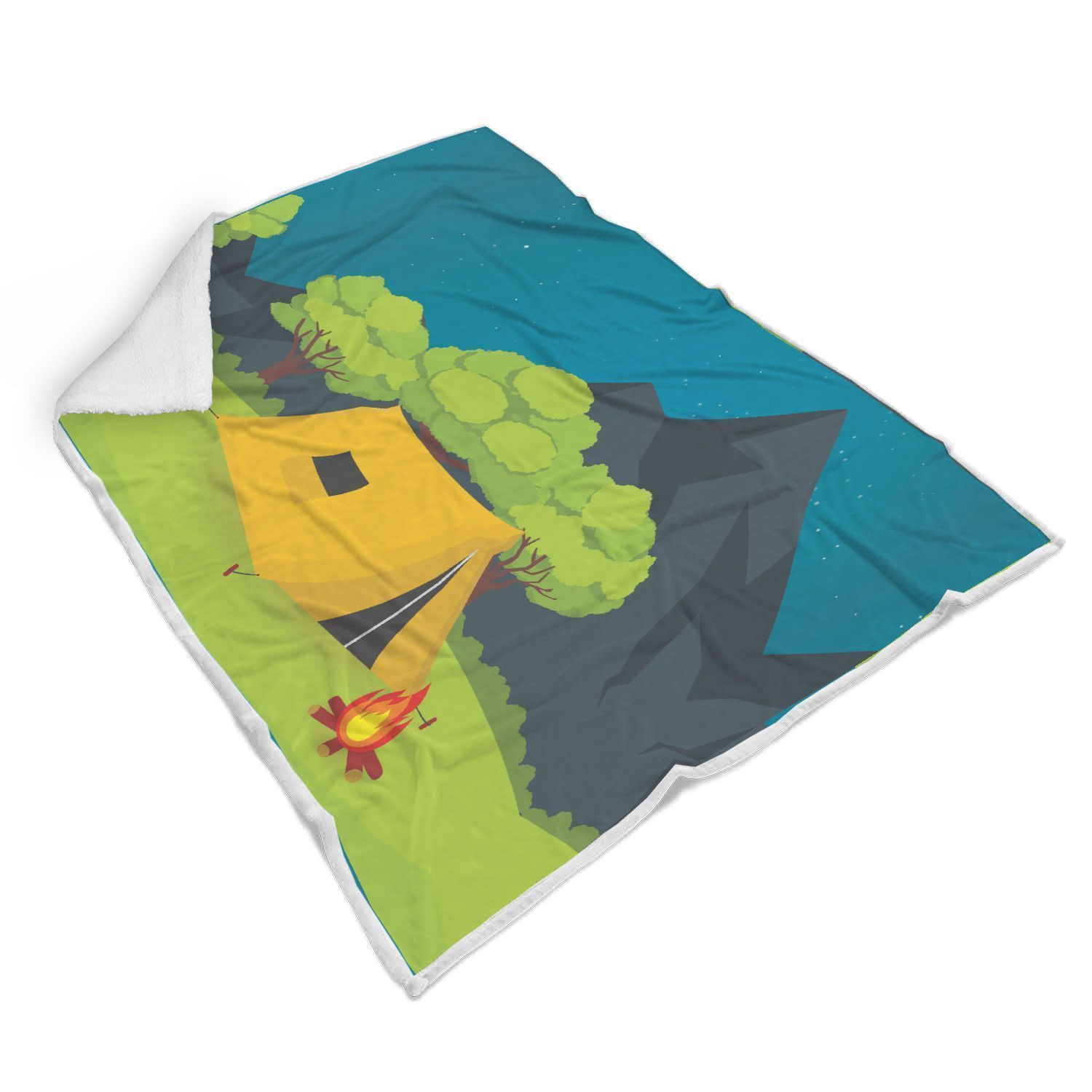 Campfire Tent Outdoor Camping Sherpa Fleece Blanket