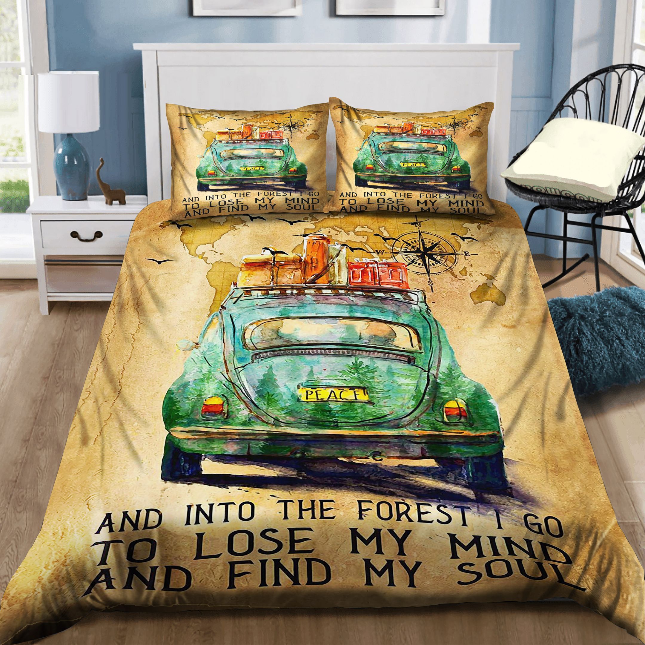 Camping And Into The Forest I Go Bedding Set