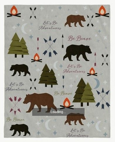 Camping Bear Sherpa Fleece Blanket