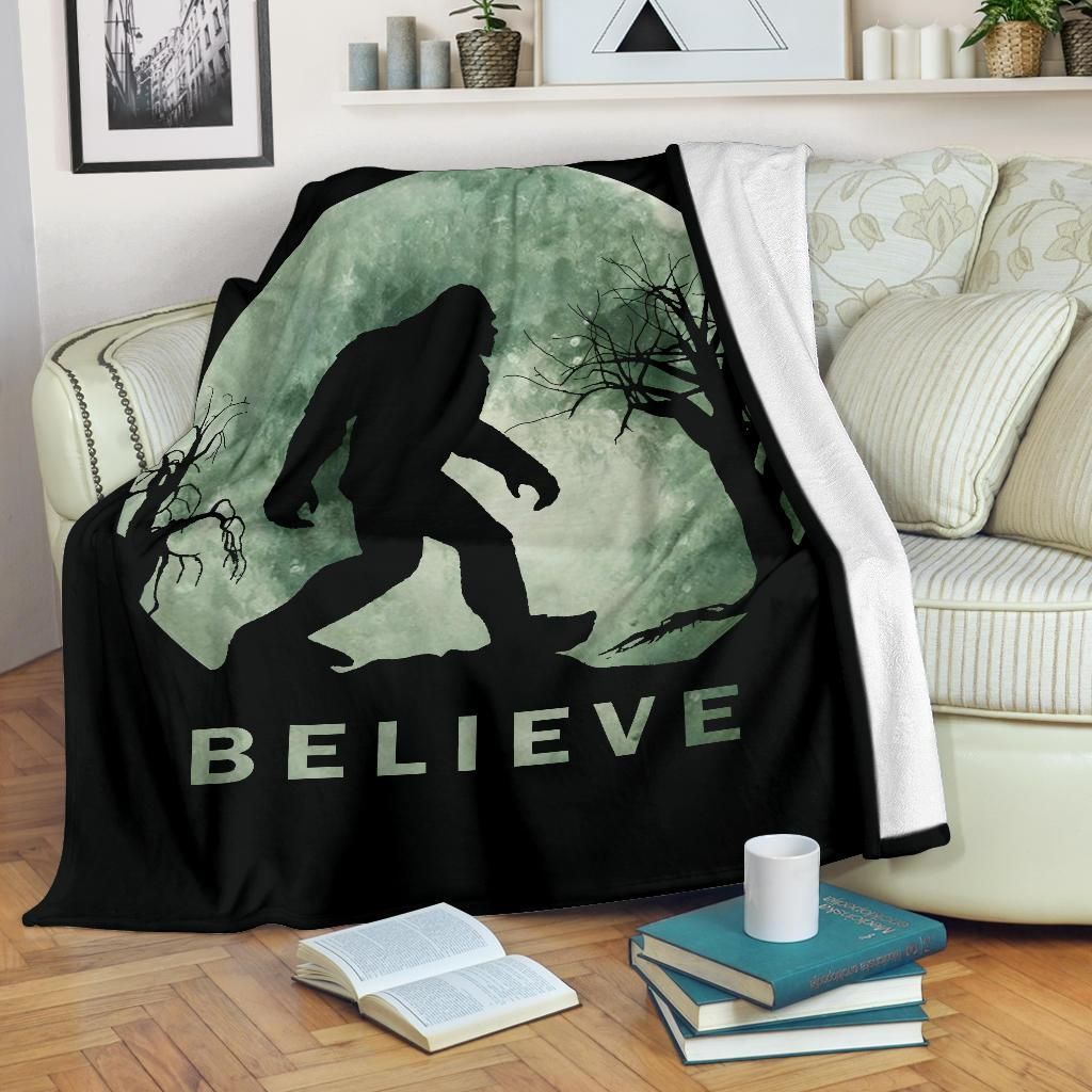 Camping Bigfoot Sherpa Fleece Blanket