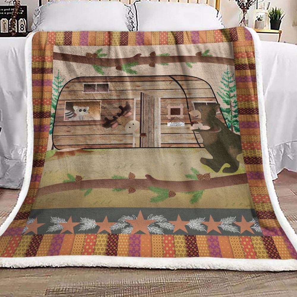Camping Sherpa Fleece Blanket