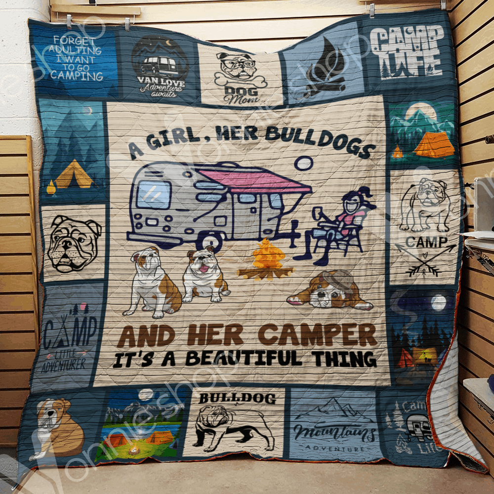 Camping Bulldog Quilt Blanket DHC0302690TD
