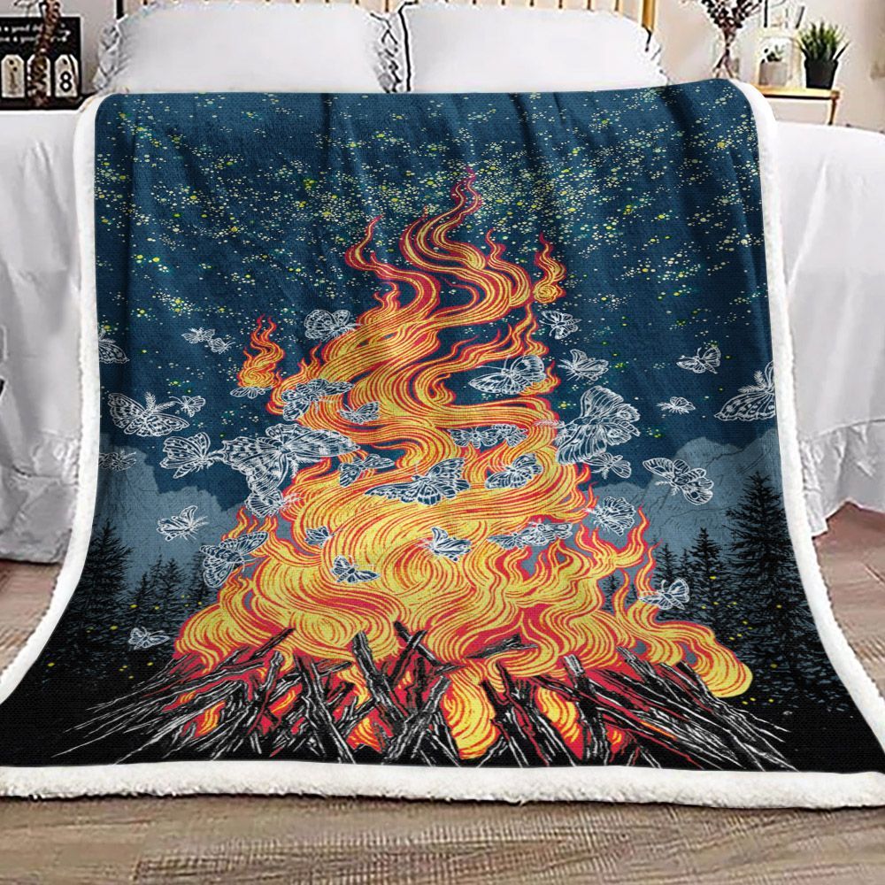 Camping Butterfly Sherpa Fleece Blanket