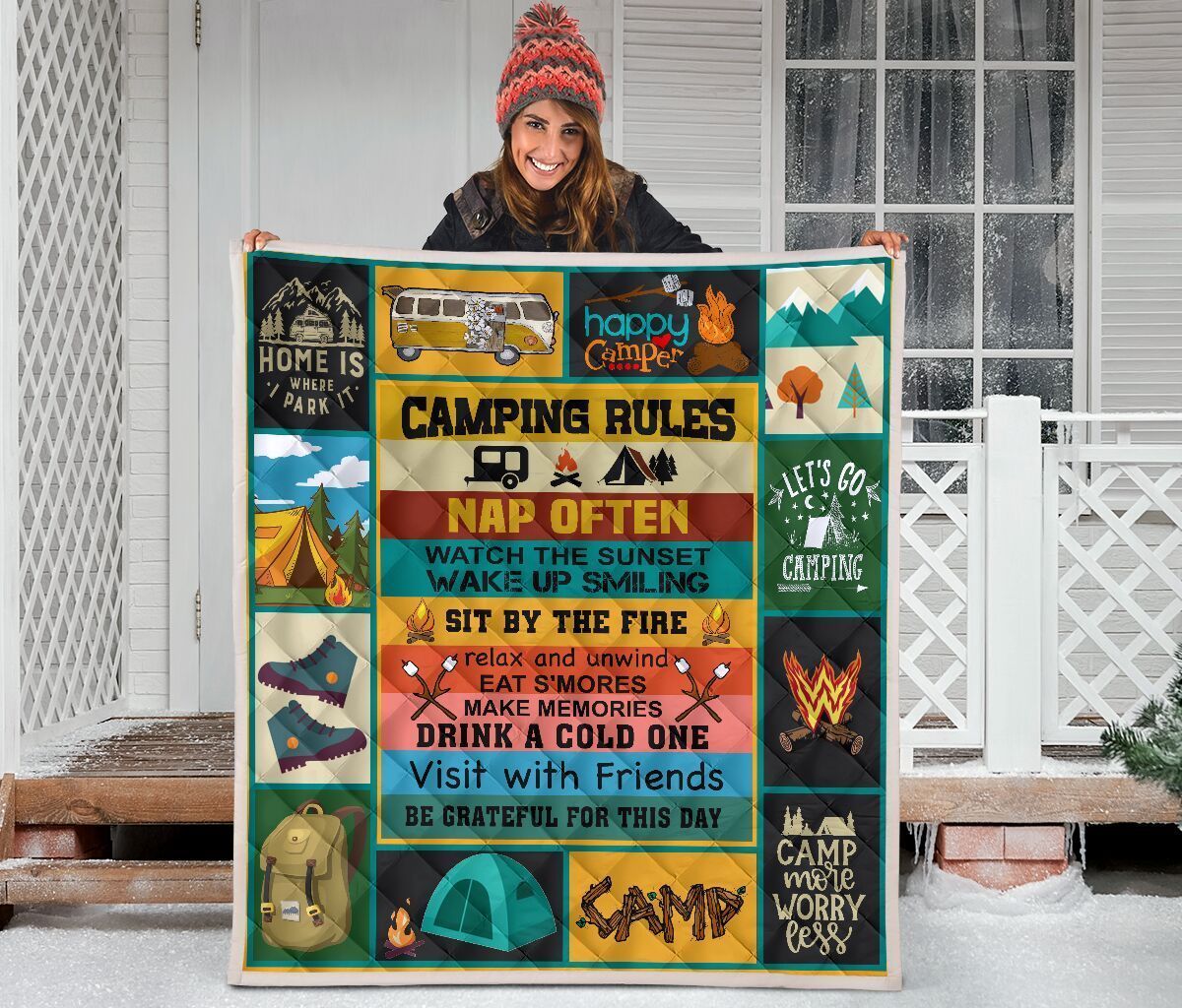 Camping Camping Rules Quilt Blanket Dhc09121201Dd