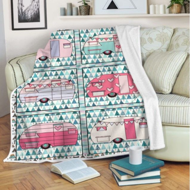Camping Car Sherpa Fleece Blanket