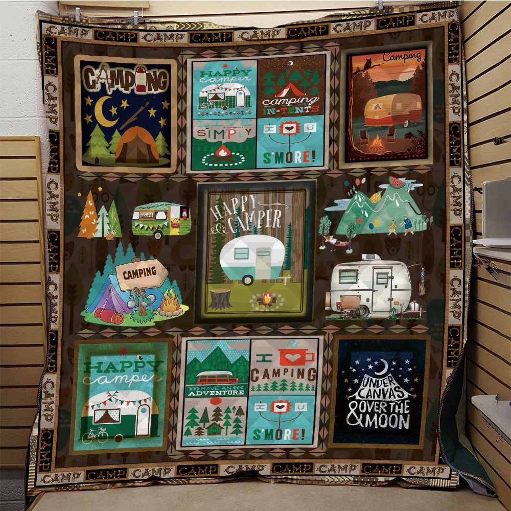Camping Caravan Happy Camper DD1809248CL Quilt Blanket