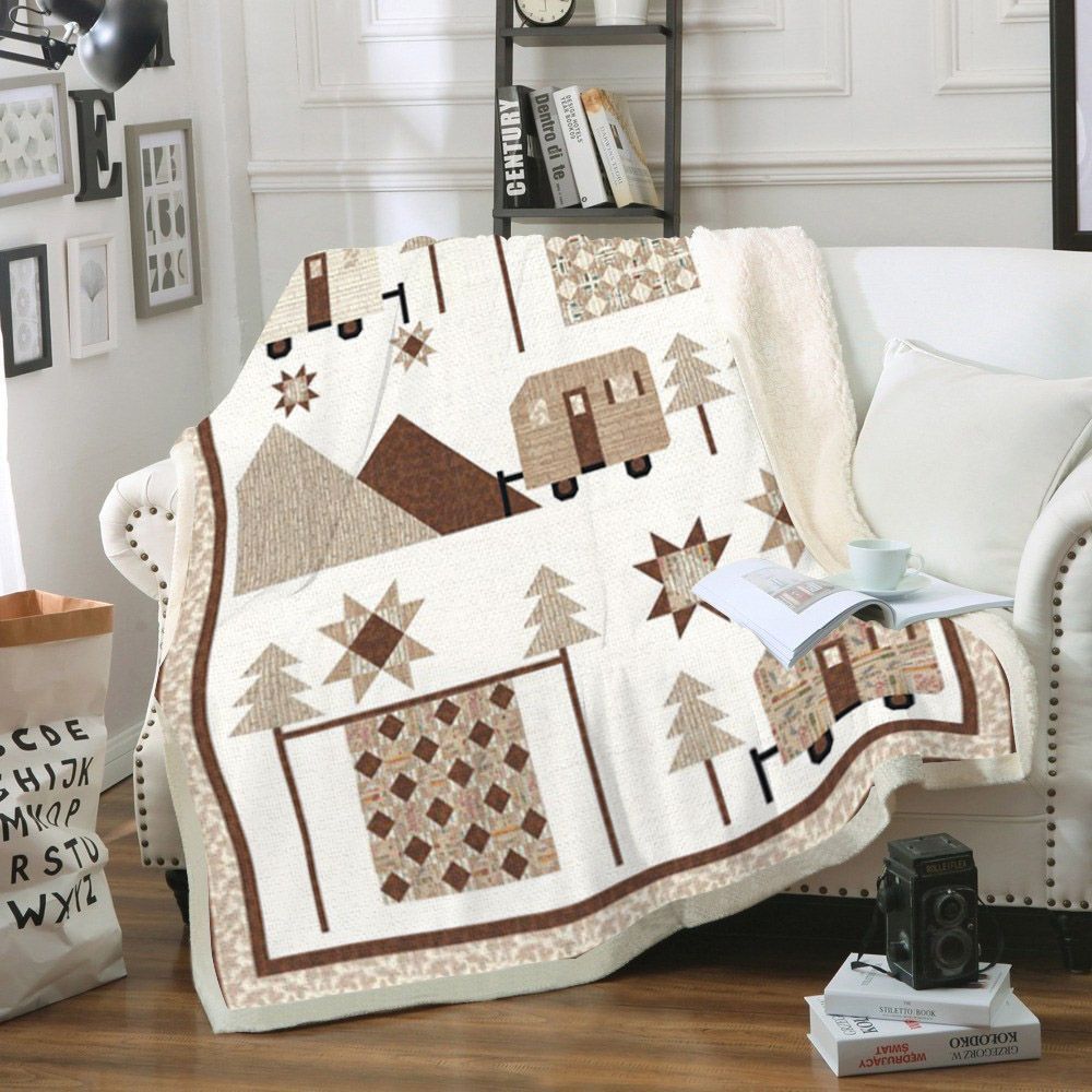 Camping Christmas Sherpa Fleece Blanket