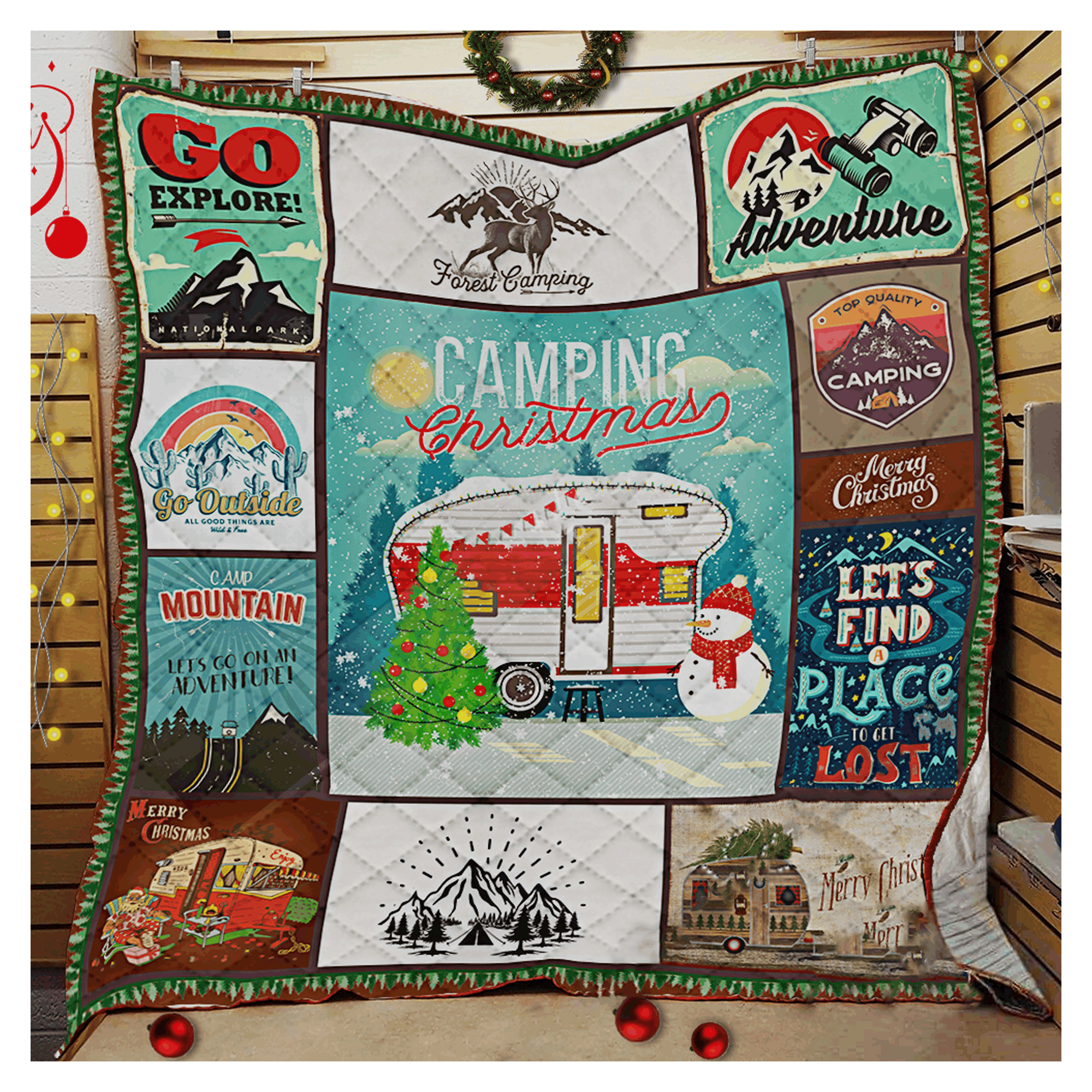 Camping Christmas Warm Quilt Blanket Dhc09121845Dd