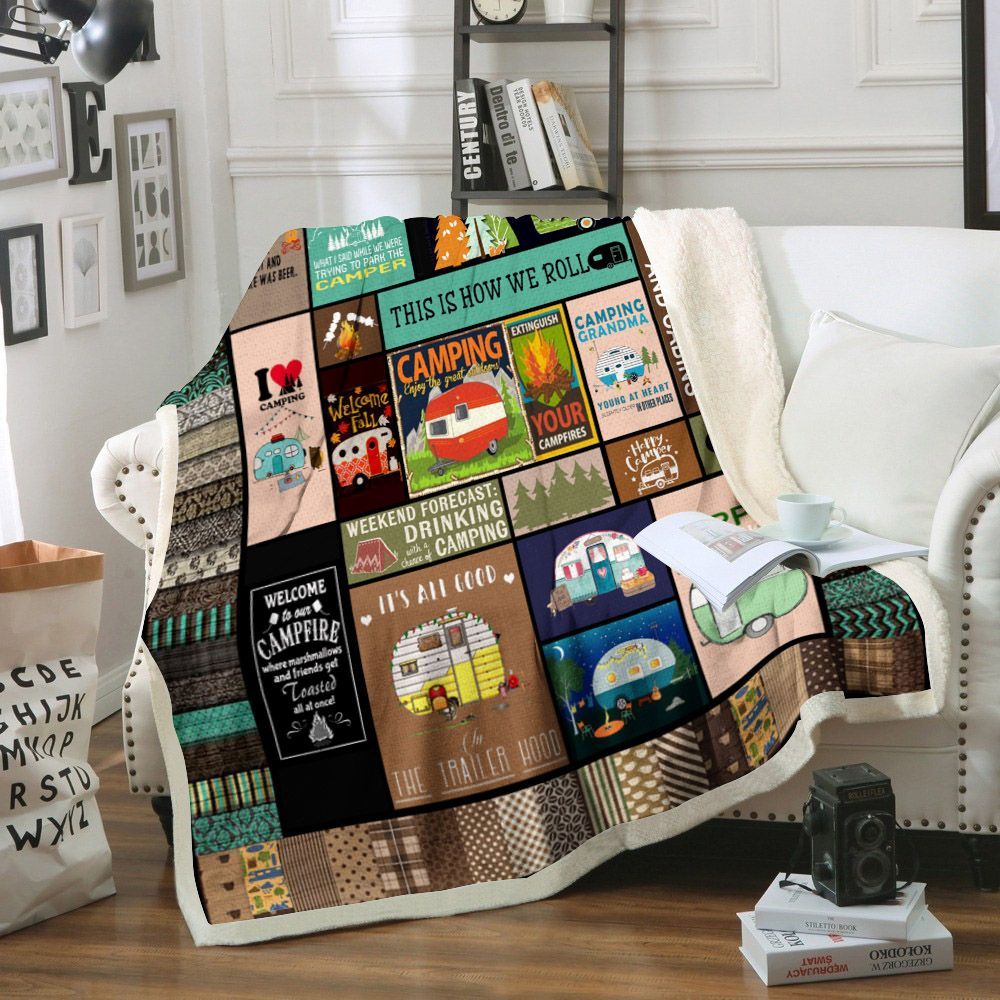 Camping Sherpa Fleece Blanket
