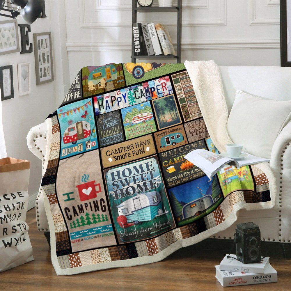 Camping Sherpa Fleece Blanket