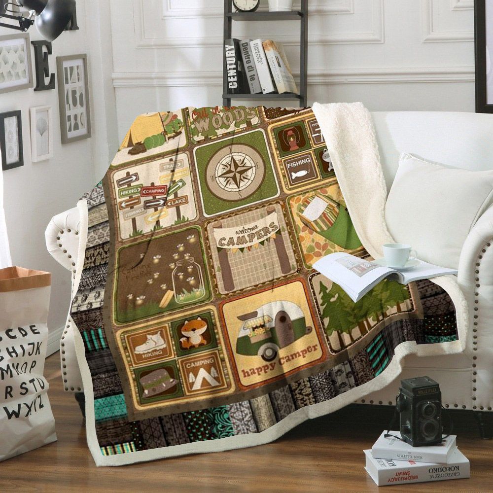 Camping Sherpa Fleece Blanket