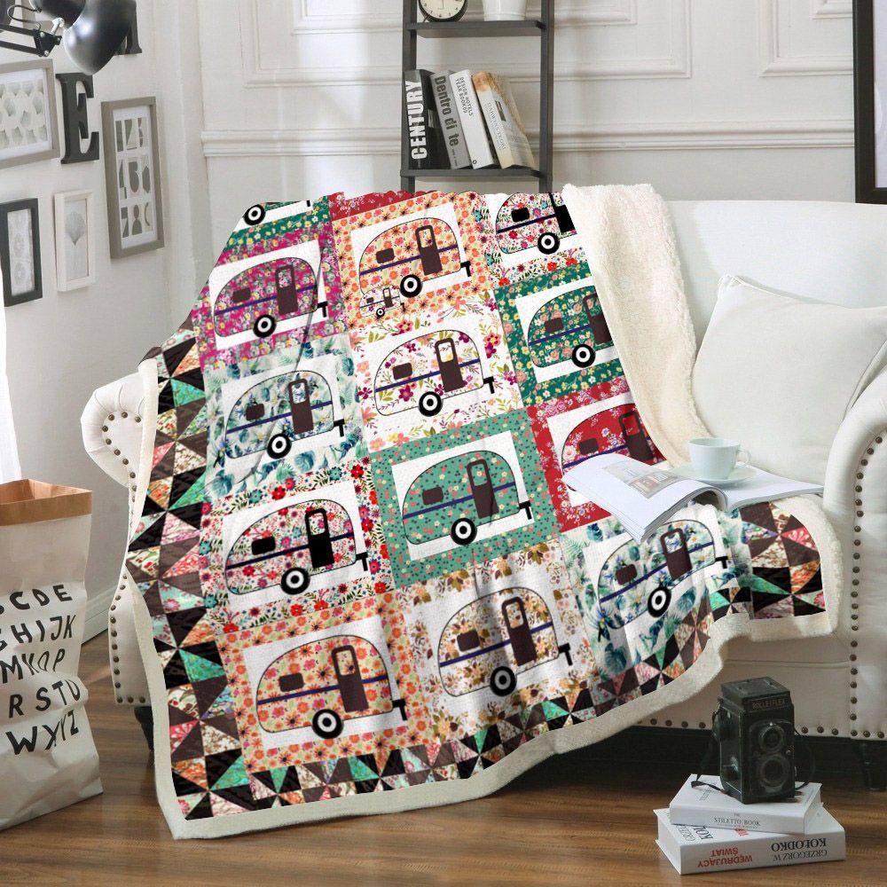 Camping Sherpa Fleece Blanket