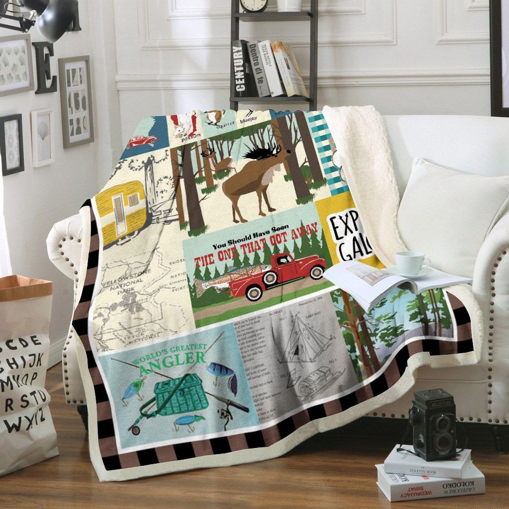 Camping Sherpa Fleece Blanket