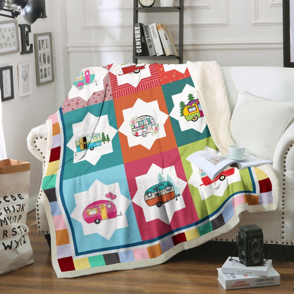 Camping Sherpa Fleece Blanket