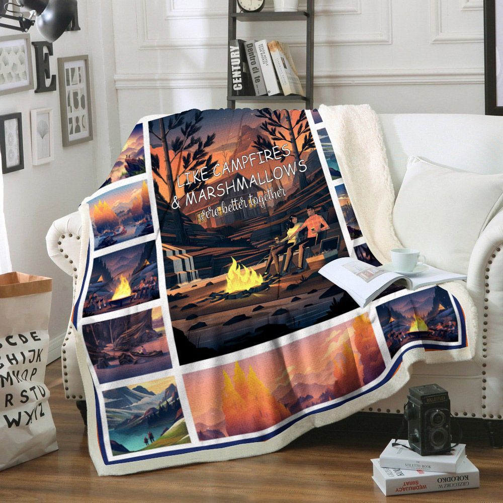 Camping Sherpa Fleece Blanket