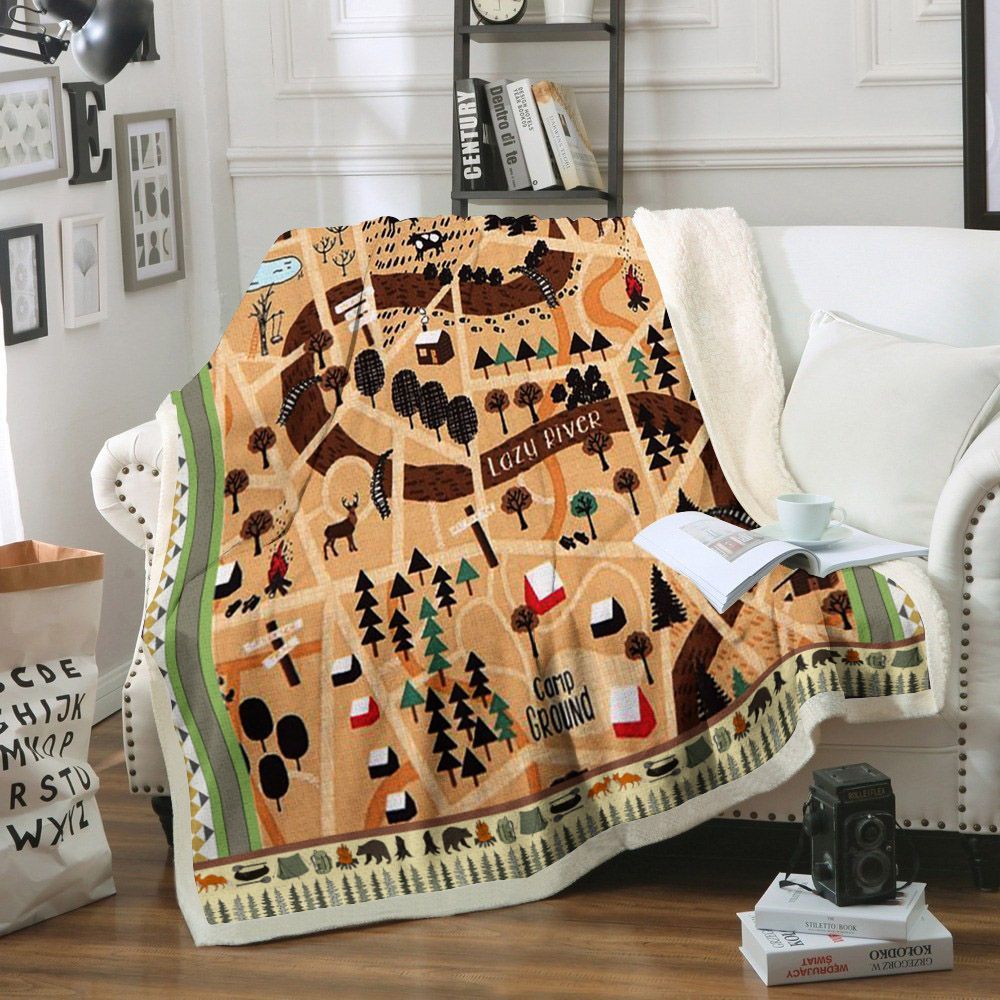 Camping Sherpa Fleece Blanket