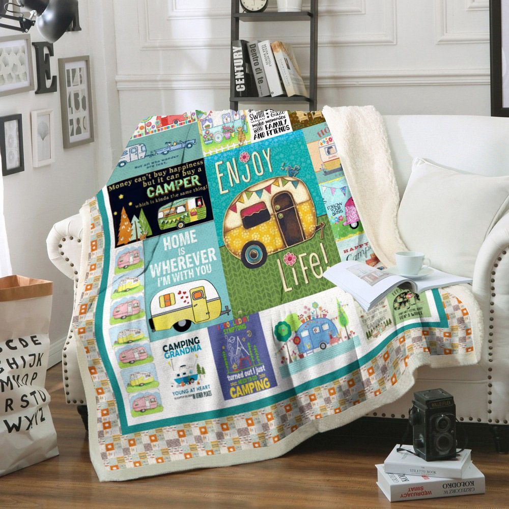 Camping Sherpa Fleece Blanket