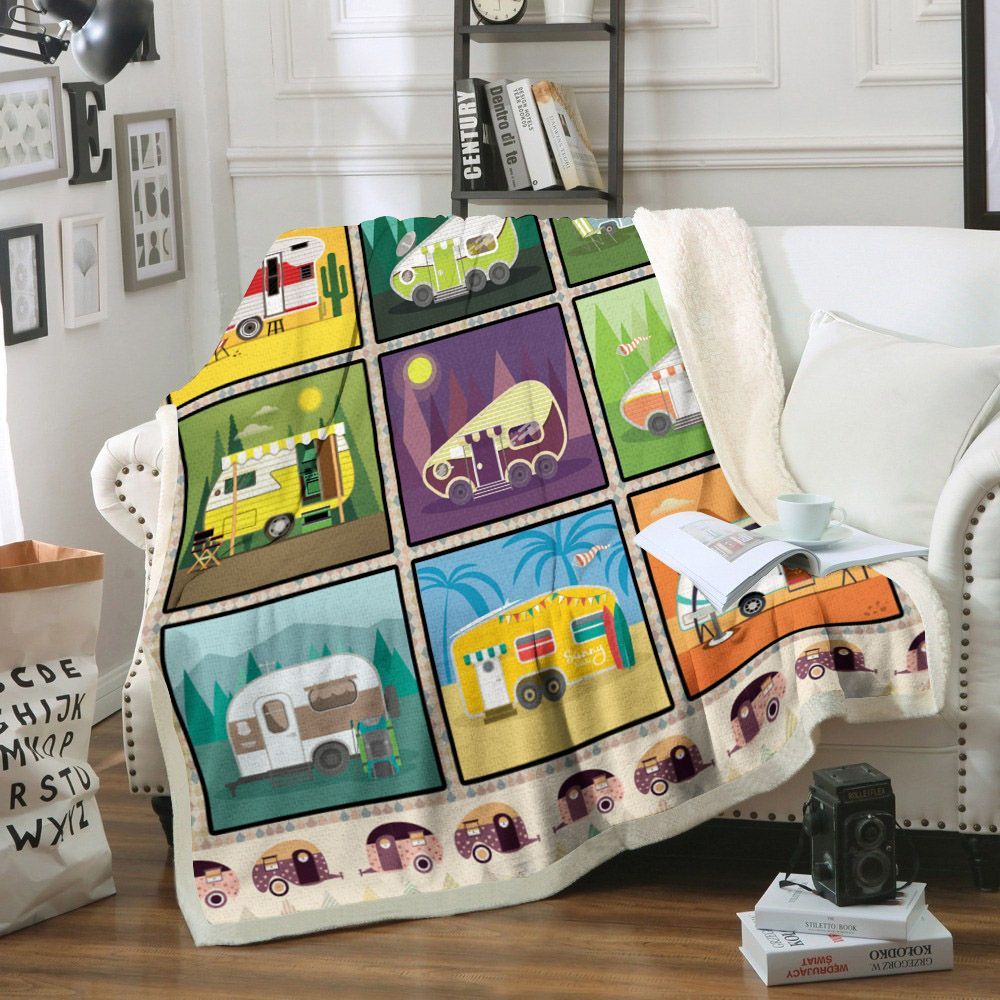 Camping Sherpa Fleece Blanket