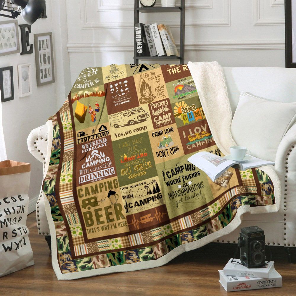 Camping Sherpa Fleece Blanket