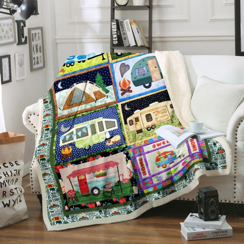 Camping Sherpa Fleece Blanket