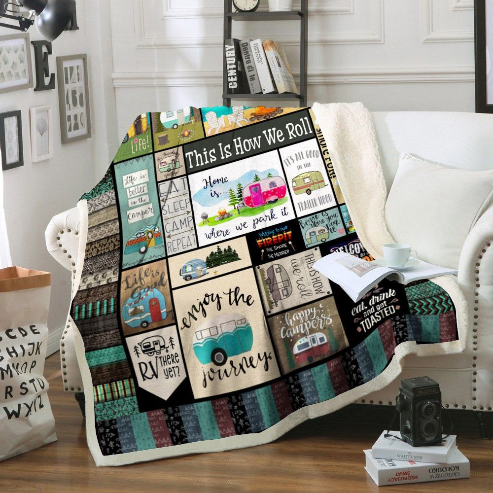 Camping Sherpa Fleece Blanket