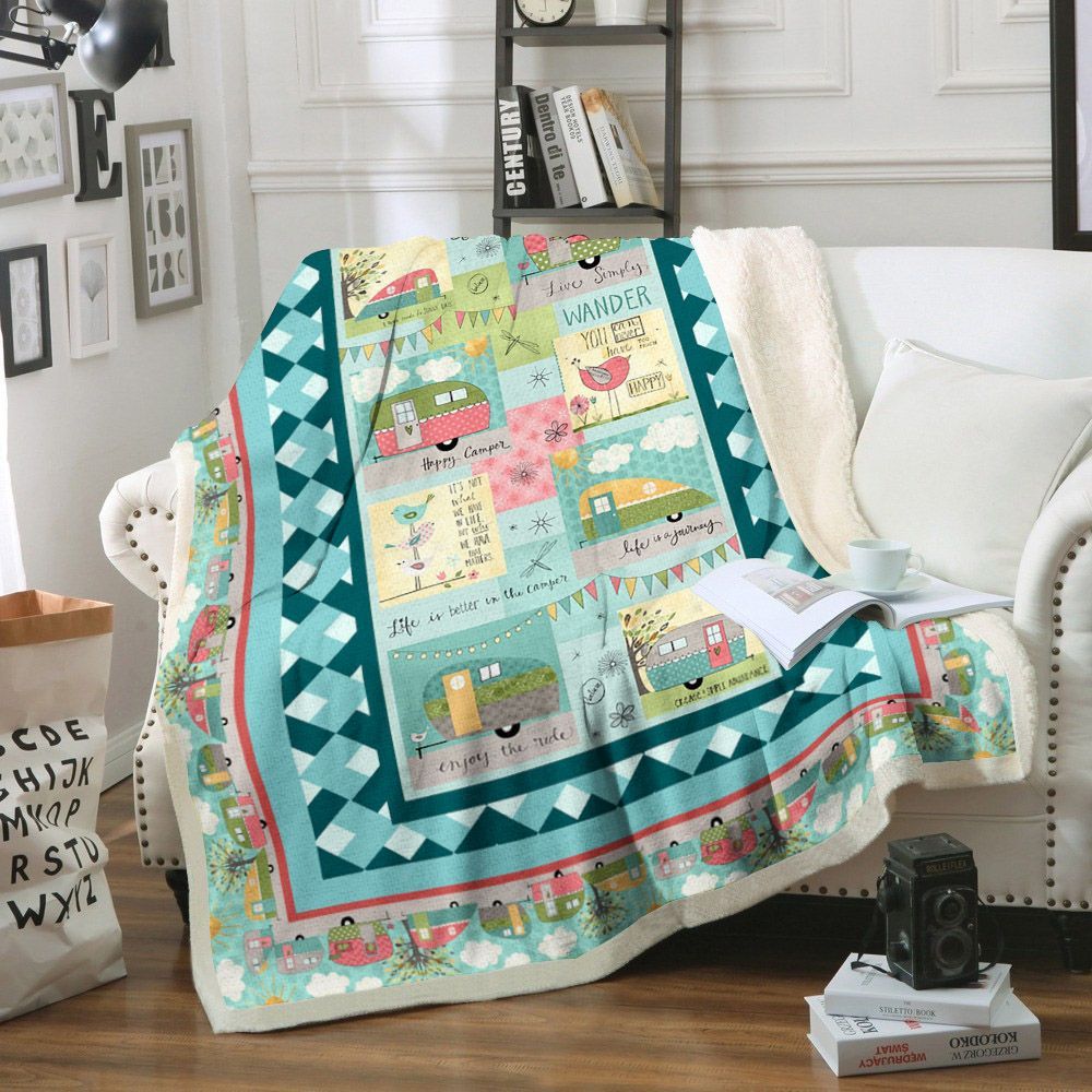 Camping Sherpa Fleece Blanket
