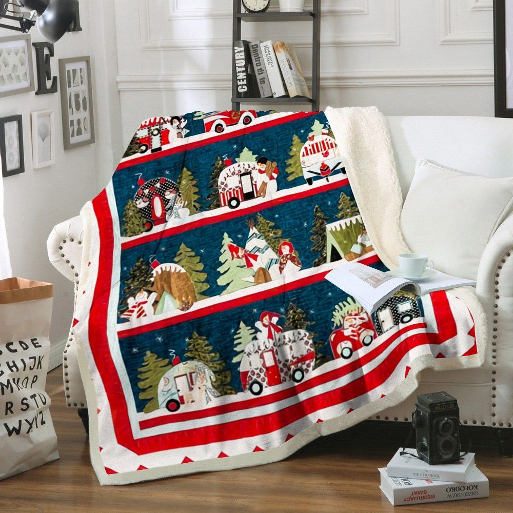 Camping Sherpa Fleece Blanket