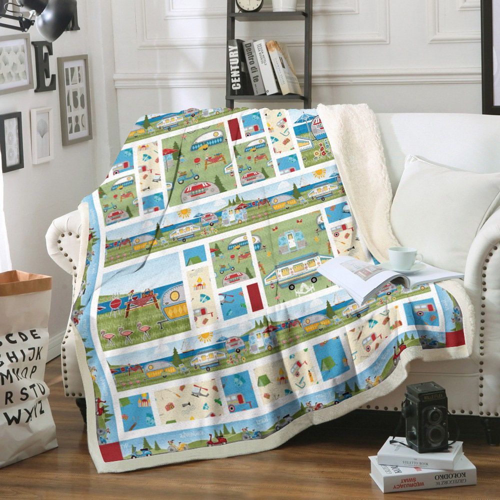 Camping Sherpa Fleece Blanket